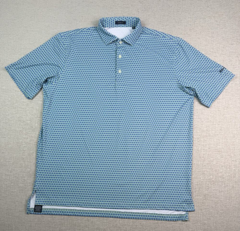 Turtleson Polo Men’s XL Green Blue Citrus Print Stretch Golf Club of Edmond